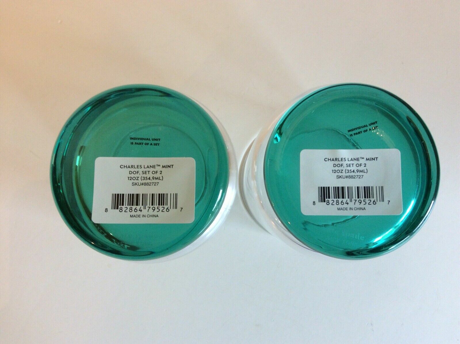 Kate Spade Charles Lane Crystal Whiskey Glasses Pair Mint Green Patricks Day NEW1