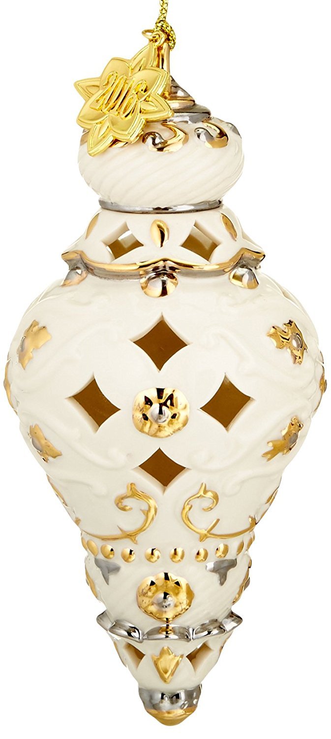 Lenox 2016 Annual Ivory Pierced Spire Ornament Victorian Gold Tag Christmas NEW0