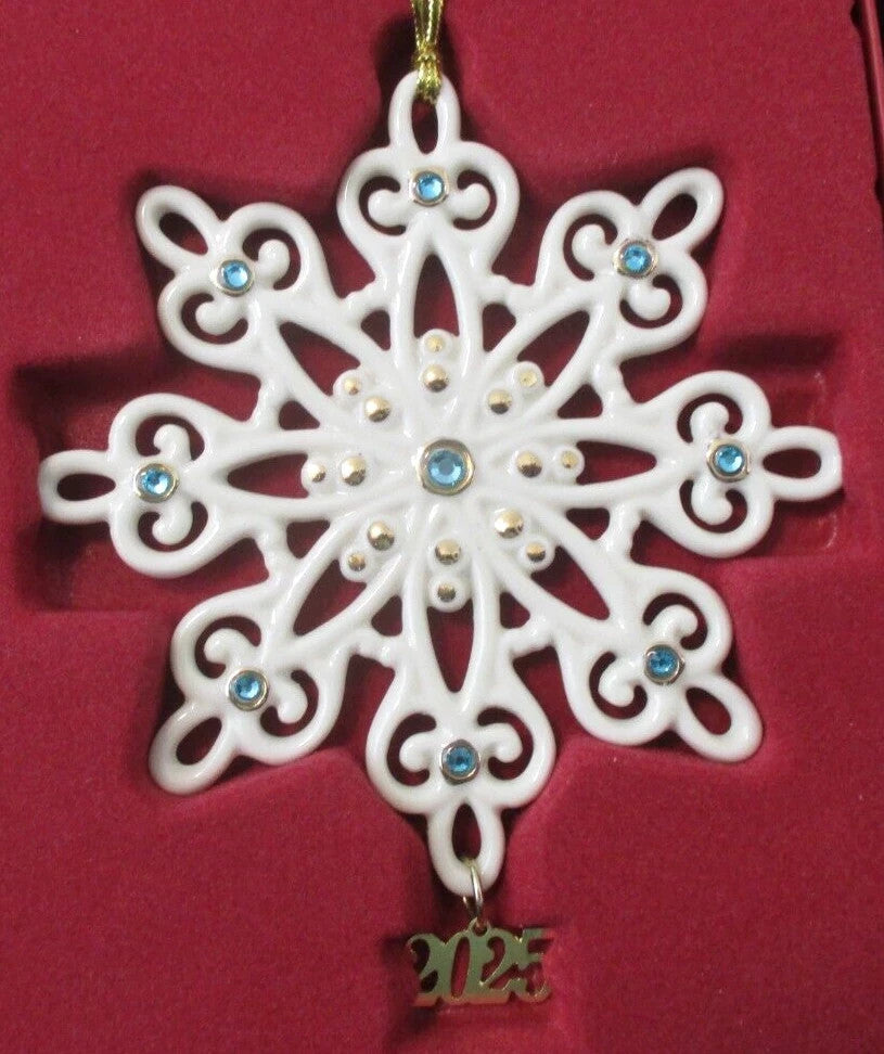 Lenox 2025 Gemmed Snowflake Ornament Annual Icy Blue Crystals Christmas Gift NEW3