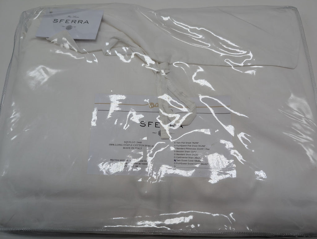 Sferra Squillo White Twin Duvet Platinum Satin Stitch Embroidery Youth Italy NEW15