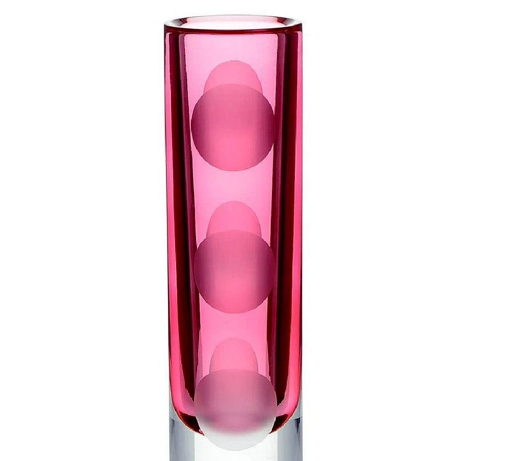 Kate Spade NY Crystal Bonita Street Hot Pink Bud Vase Frosted Dots 7.5 Lenox NEW3