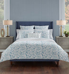 Sferra Azure Euro Sham Brushstrokes White Piping Cotton Sateen Print Italy NEW4