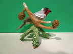 Lenox Red Faced Warbler Garden Bird Figurine Pine Cones Branch Christmas LE NEW9