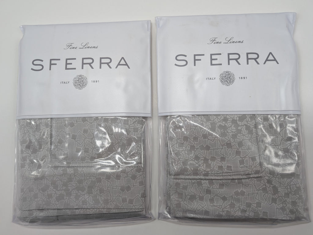 Sferra Catella Queen Duvet Euro Set 3PC Lunar Cotton Sateen Jacquard Italy NEW9