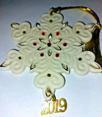 Lenox 2019 Gemmed Snowflake Ornament Annual Red & Green Crystals Christmas NEW14