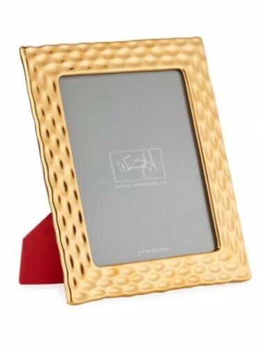 Lenox Wainwright Picture Frame Truro Gold Textured Photo 8"x10" Leather Back NEW1