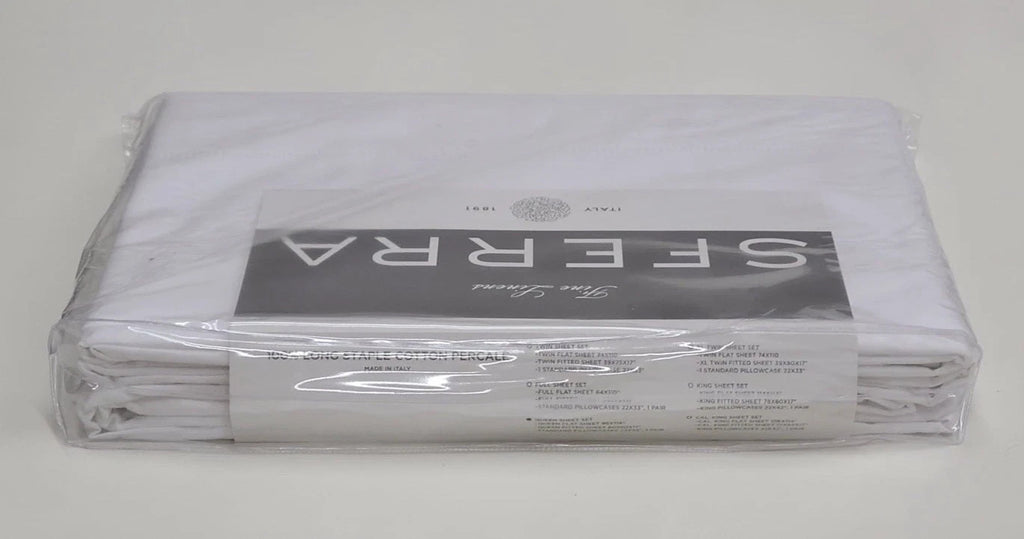 Sferra Gino White Queen Sheet Set 4 PC Solid 100% Cotton Percale 450TC Italy NEW10