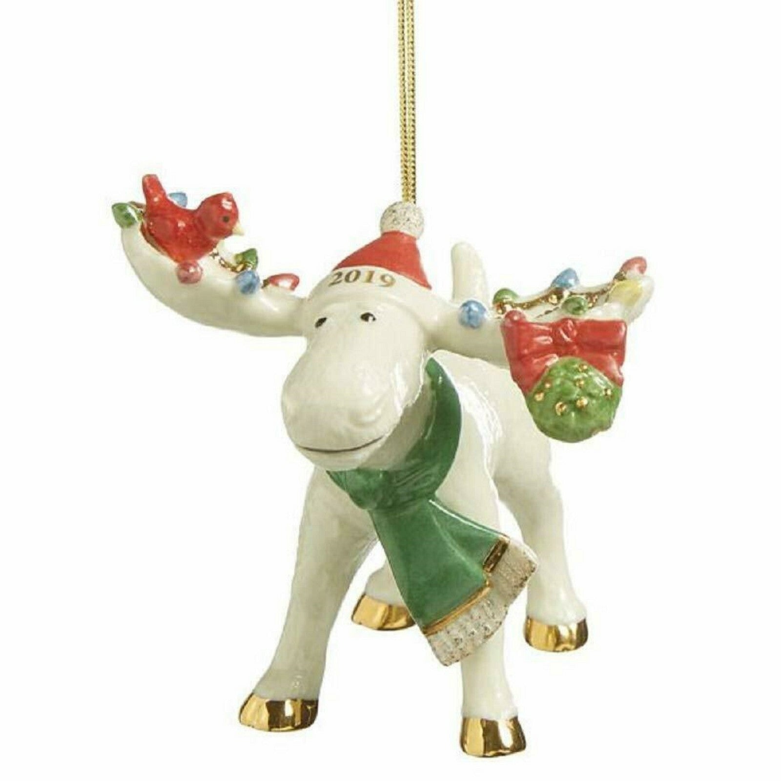 Lenox 2019 Marcel Moose Figurine Ornament Annual Under The Mistletoe Bird NEW2
