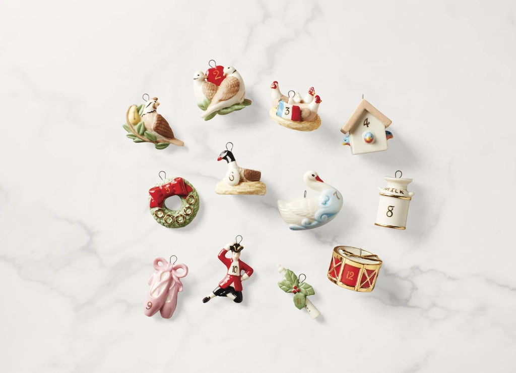 Lenox 12 Days Of Christmas Miniature Tree Ornaments Mini Twelve Set Swans NEW3