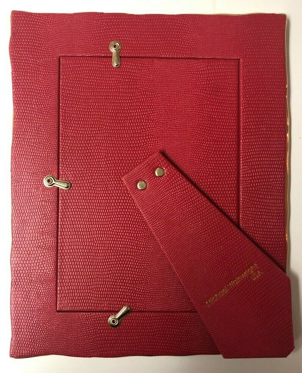 Lenox Wainwright Picture Frame Truro Gold Textured Photo 8"x10" Leather Back NEW4