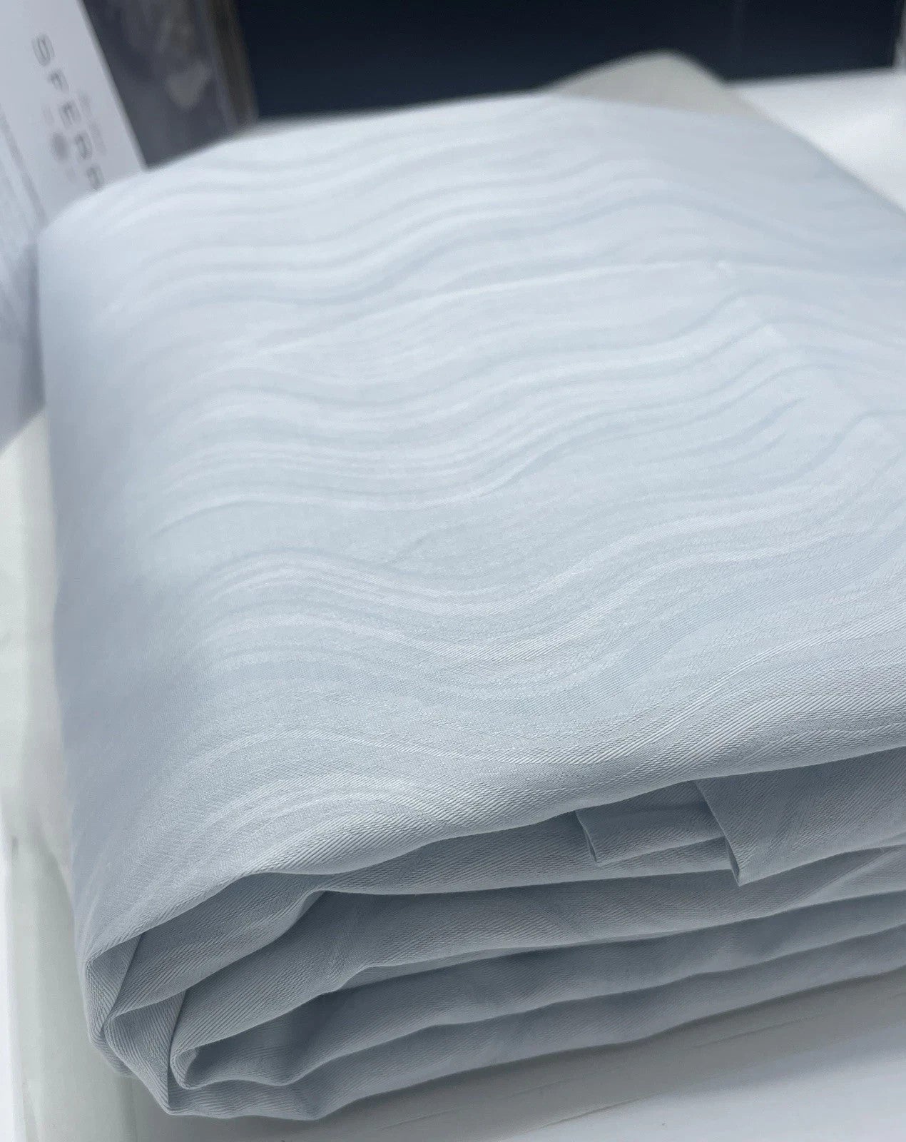 Sferra Onda Queen Duvet Cover Aquamarine Print Cotton Sateen Jacquard Italy NEW8