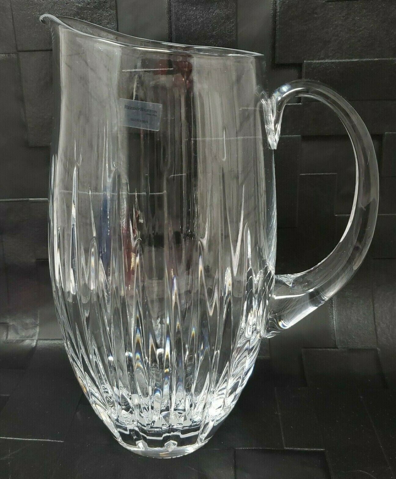 Reed & Barton Crystal Soho Pitcher 9.5" Clear Tapered Vertical Cut 1.5Qt. NEW2