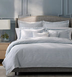 Sferra Onda Queen Duvet Cover Aquamarine Print Cotton Sateen Jacquard Italy NEW3