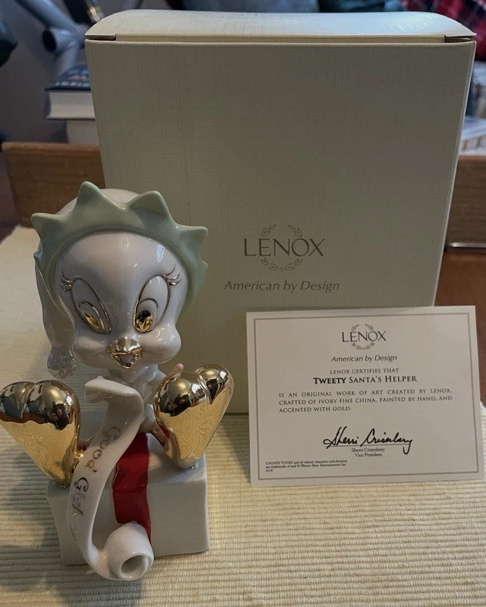 Lenox Tweety Bird Santa's Helper Figurine Elf List Looney Tunes Christmas NEW1