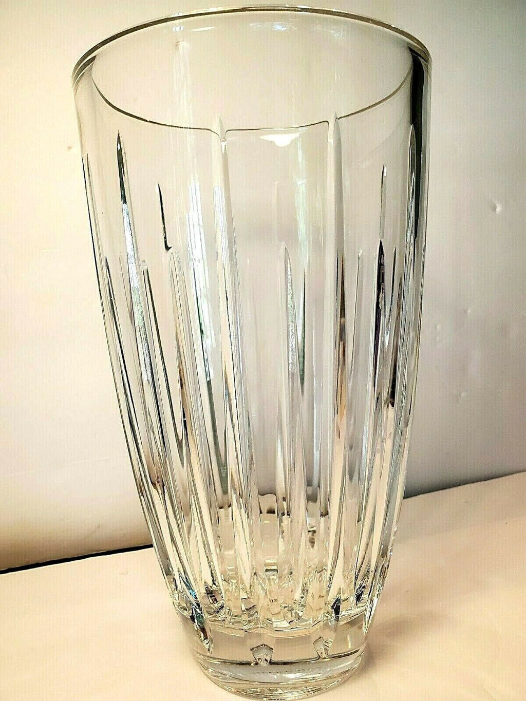 Reed & Barton Crystal Soho Flower Vase 10" Tapered Vertical Cuts Clear Gift NEW1