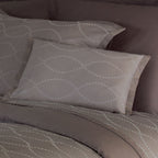 Yves Delorme Taupe Queen Flat Sheet Cafe Creme Dotted Links Jacquard Points NEW1