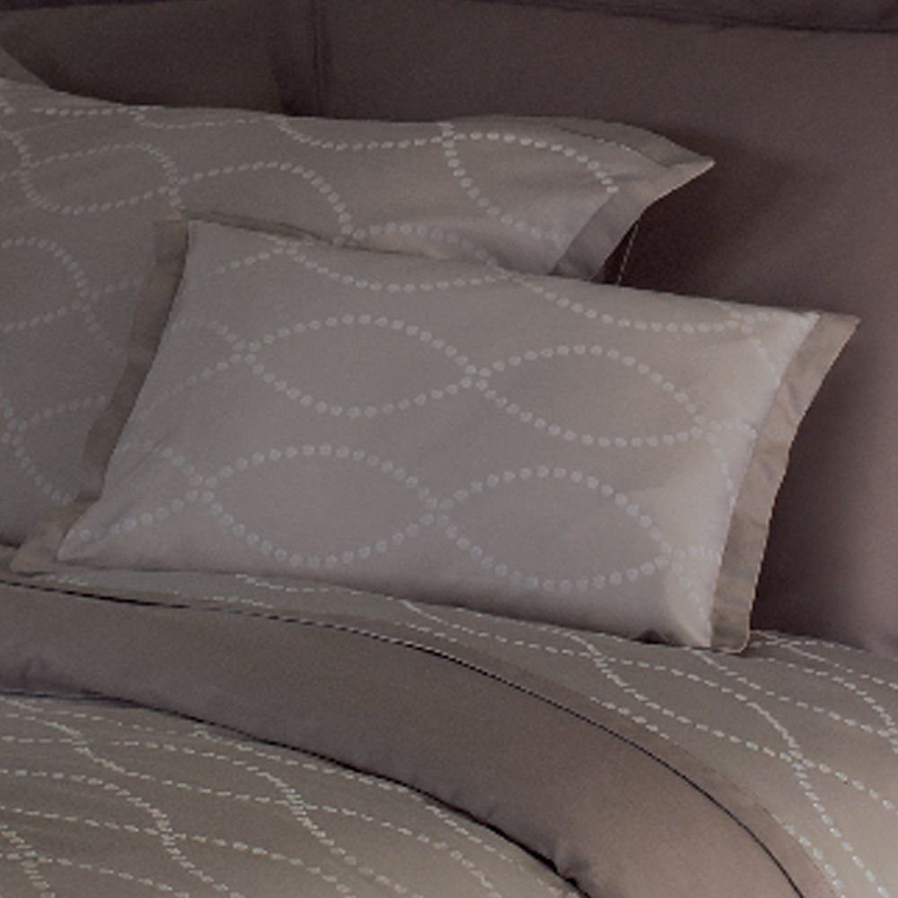Yves Delorme Taupe Queen Flat Sheet Cafe Creme Dotted Links Jacquard Points NEW1