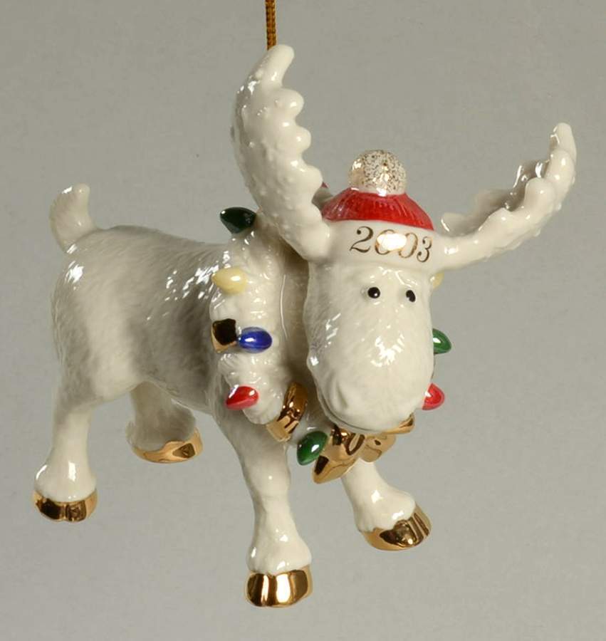 Lenox 2003 Moose Figurine Ornament Annual Moosechief Marcel Christmas COA NEW1