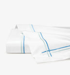 Sferra Tratto White Standard Sham Blue Satin Stitch Lines Embroidery  Italy NEW9