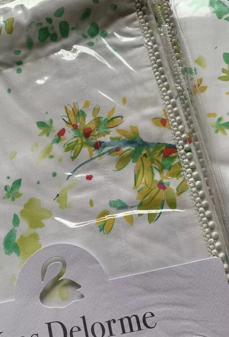 Yves Delorme Lucine King Duvet Set 3PC Floral Print Reversible Lace Finish NEW14