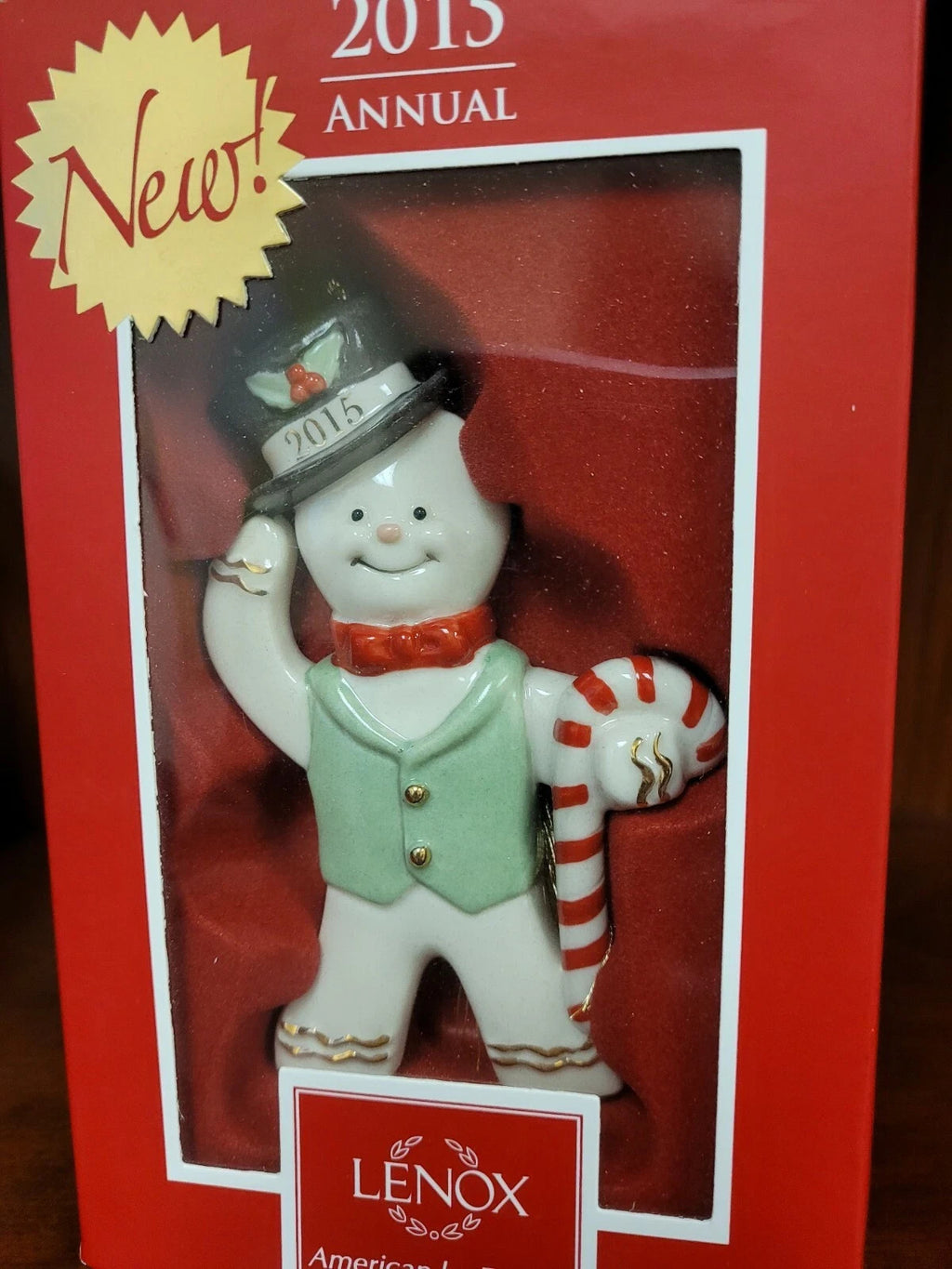 Lenox 2015 Gingerbread Man Ornament Annual Ginger Gent Candy Cane Christmas NEW6