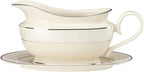 Lenox Pearl Innocence Gravy Boat & Stand Sauce 2PC Platinum Enamel USA NEW BOXED1