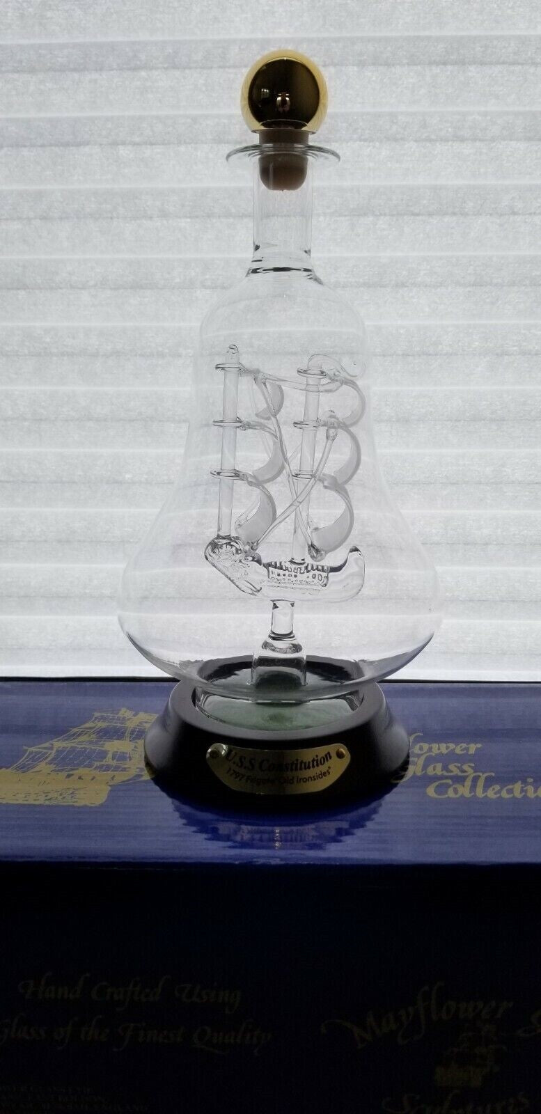Lenox USS Constitution Navy Ship In Glass Decanter Old Ironsides Mayflower NEW2