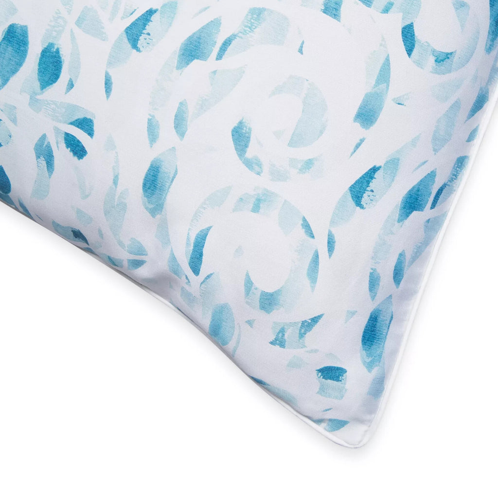 Sferra Azure Euro Sham Brushstrokes White Piping Cotton Sateen Print Italy NEW1