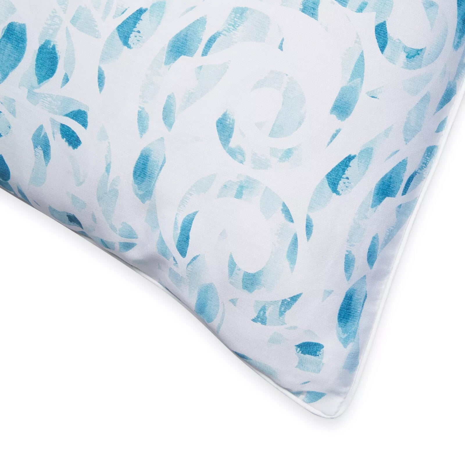 Sferra Azure Euro Sham Brushstrokes White Piping Cotton Sateen Print Italy NEW1