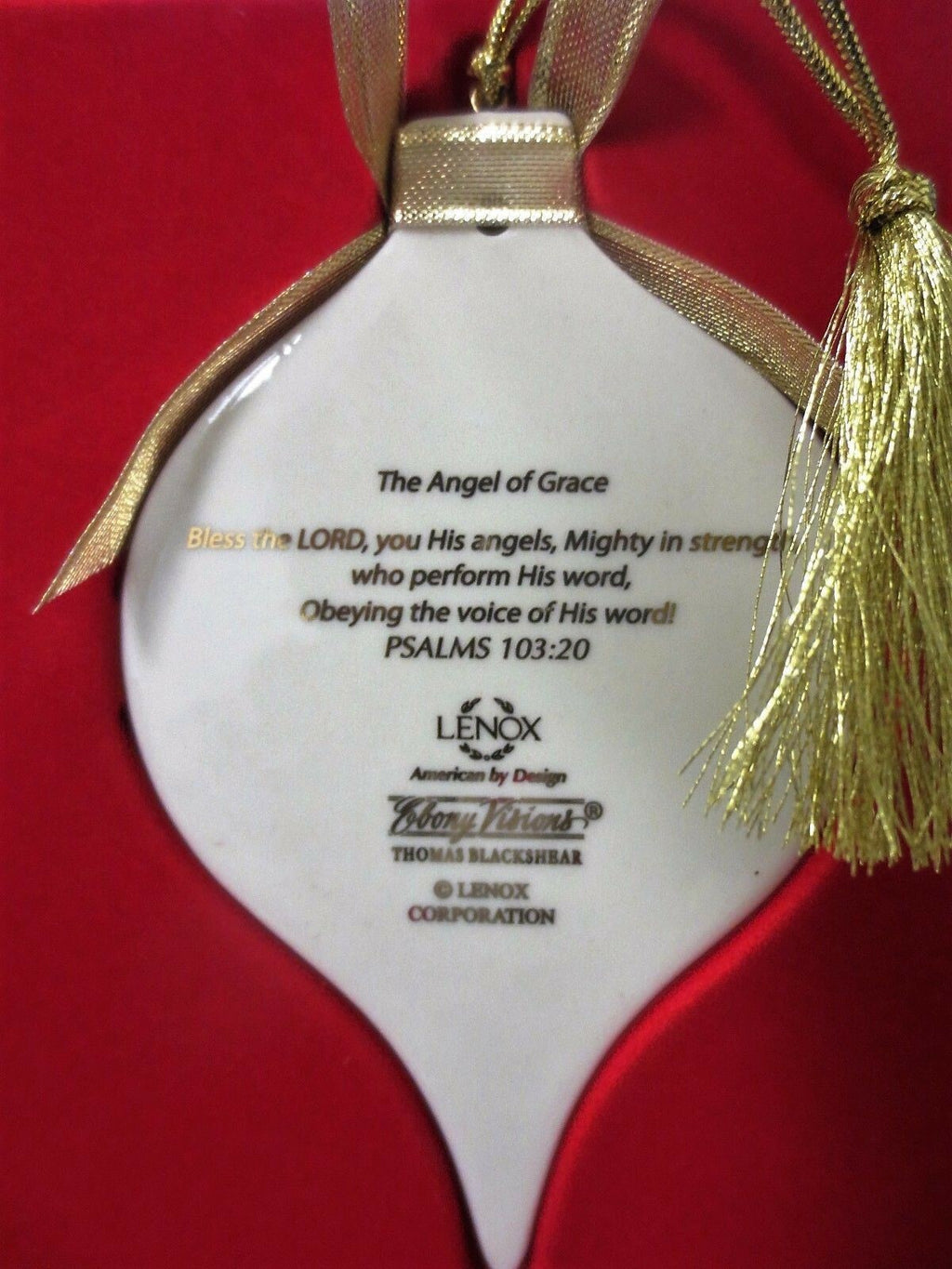 Thomas Blackshear Angel Of Grace Ornament Ebony Visions Lenox Christmas LE NEW3