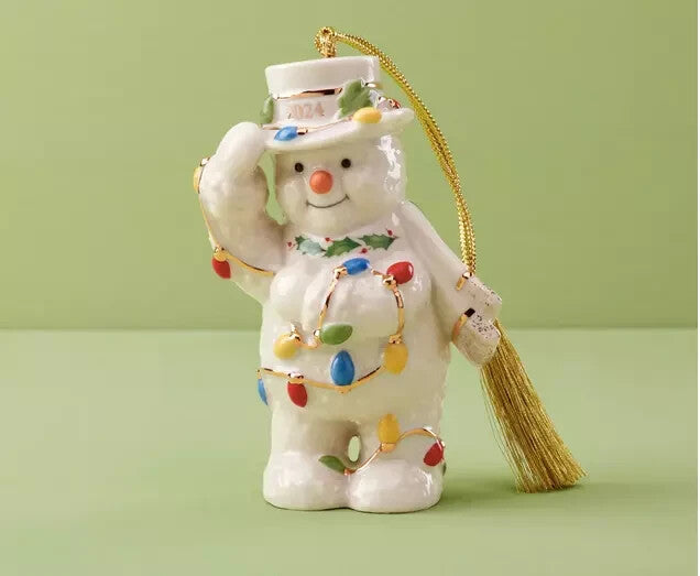 Lenox 2024 Snowman Figurine Ornament Annual with Christmas Lights Gift NEW3
