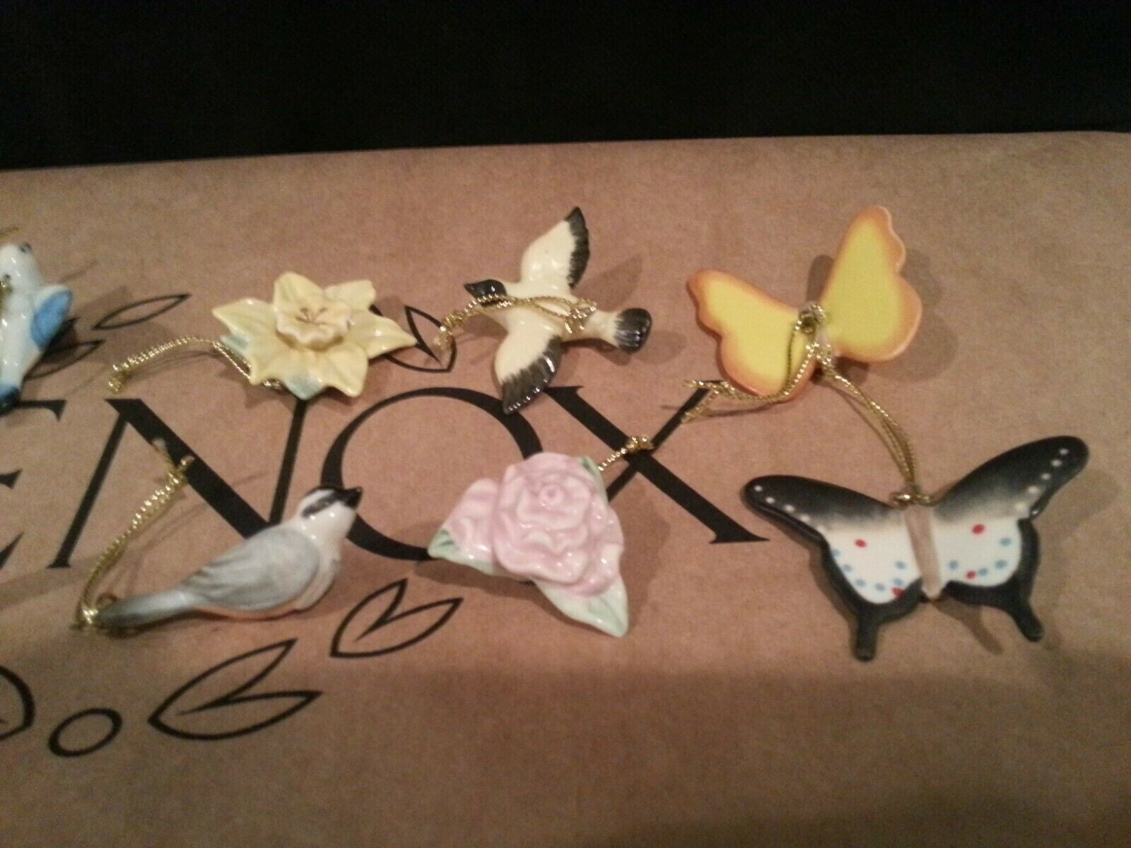 Lenox Spring Miniature Tree Ornaments 10 With Tree Flower Bird Butterflies NEW3