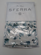 Sferra Duchesse Cadet Blue Standard Sham Floral Print Reverses Sateen Italy NEW0