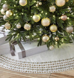 Sferra Lucido Ivory Velvet Christmas Tree Skirt Silver Diamond Embroidery 60 NEW0