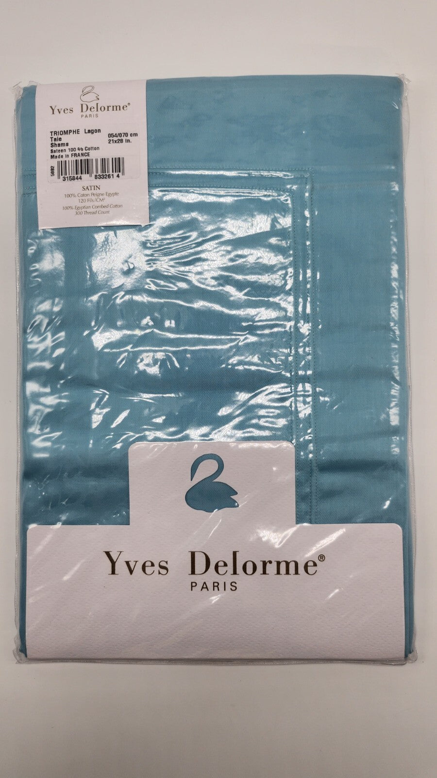 Yves Delorme Triomphe Aqua Queen Duvet Set 3PC Egyptian Cotton Sateen Lagon NEW1