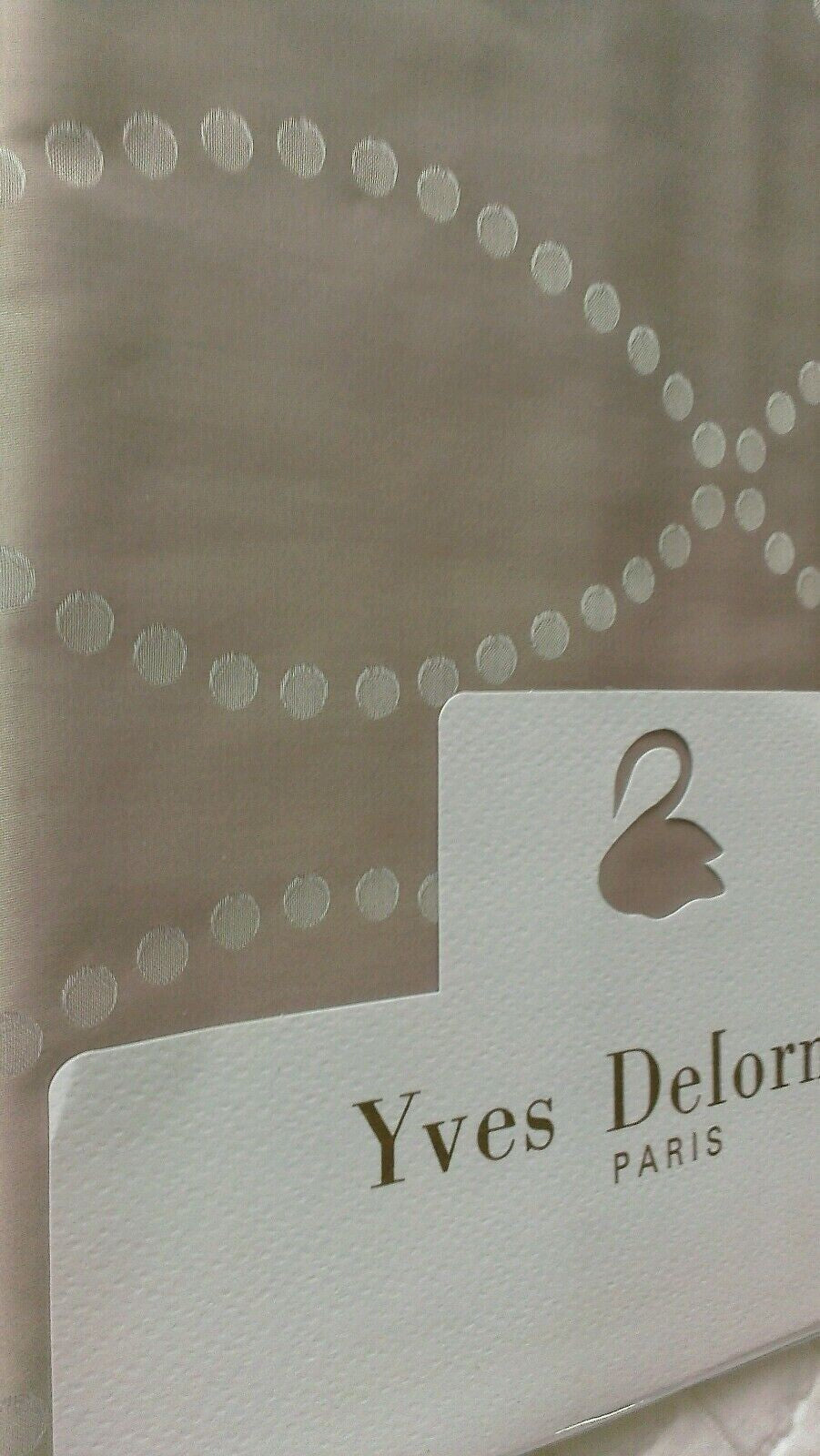 Yves Delorme Taupe Queen Flat Sheet Cafe Creme Dotted Links Jacquard Points NEW5