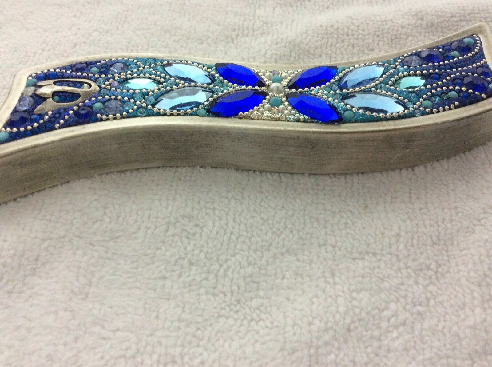 Lenox Mezuzah Case Blue Brilliance Swarovski Crystals Orit Schatzman Israel NEW4