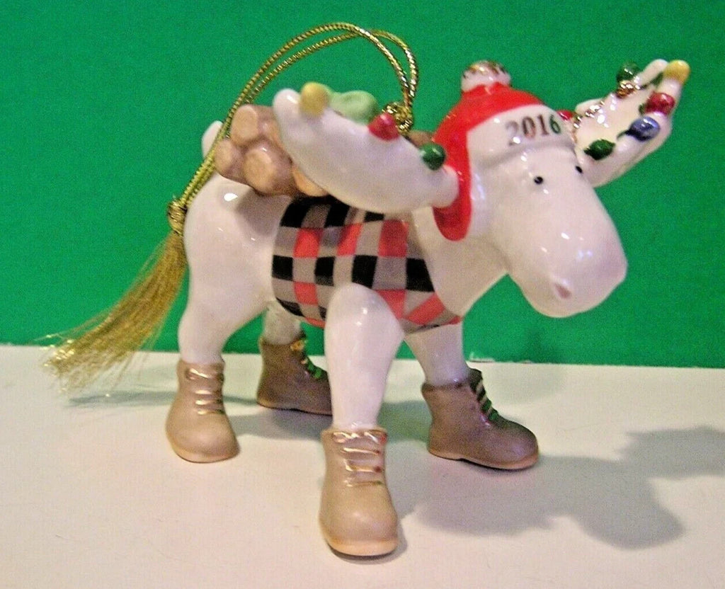 Lenox 2016 The Lumberjack Moose Figurine Ornament Marcel  Annual Work Boots NEW8
