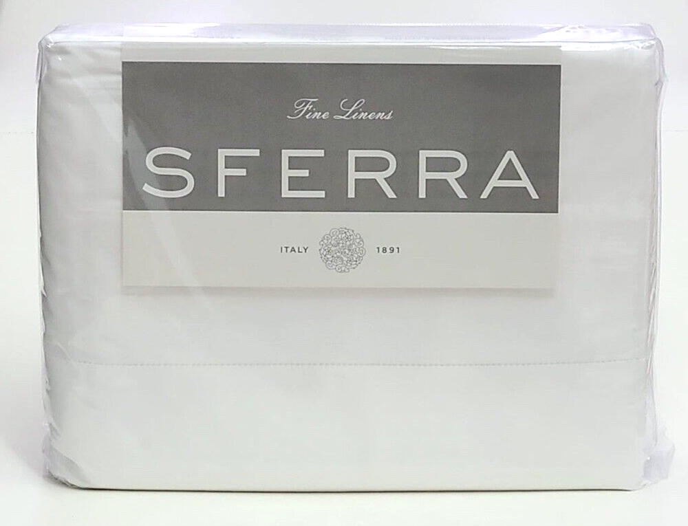 Sferra Matteo White Twin Sheet Set 3PC 100% Cotton Sateen 300TC Dorm Italy NEW0