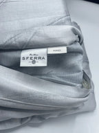 Sferra Tovino King Silver Blue Duvet Waves 100% Cotton Sateen Jacquard Italy NEW9