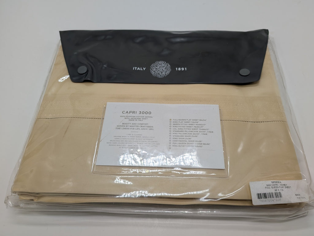 Sferra Capri Honey Queen Flat Sheet Egyptian Cotton Sateen Jacquard 1020TC NEW8