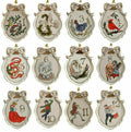 Lenox Twelve Days Of Christmas Ornaments  12PC Set Flat Oval 3 1/8" Large NEW0