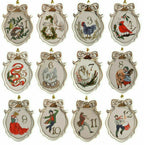 Lenox Twelve Days Of Christmas Ornaments  12PC Set Flat Oval 3 1/8" Large NEW0