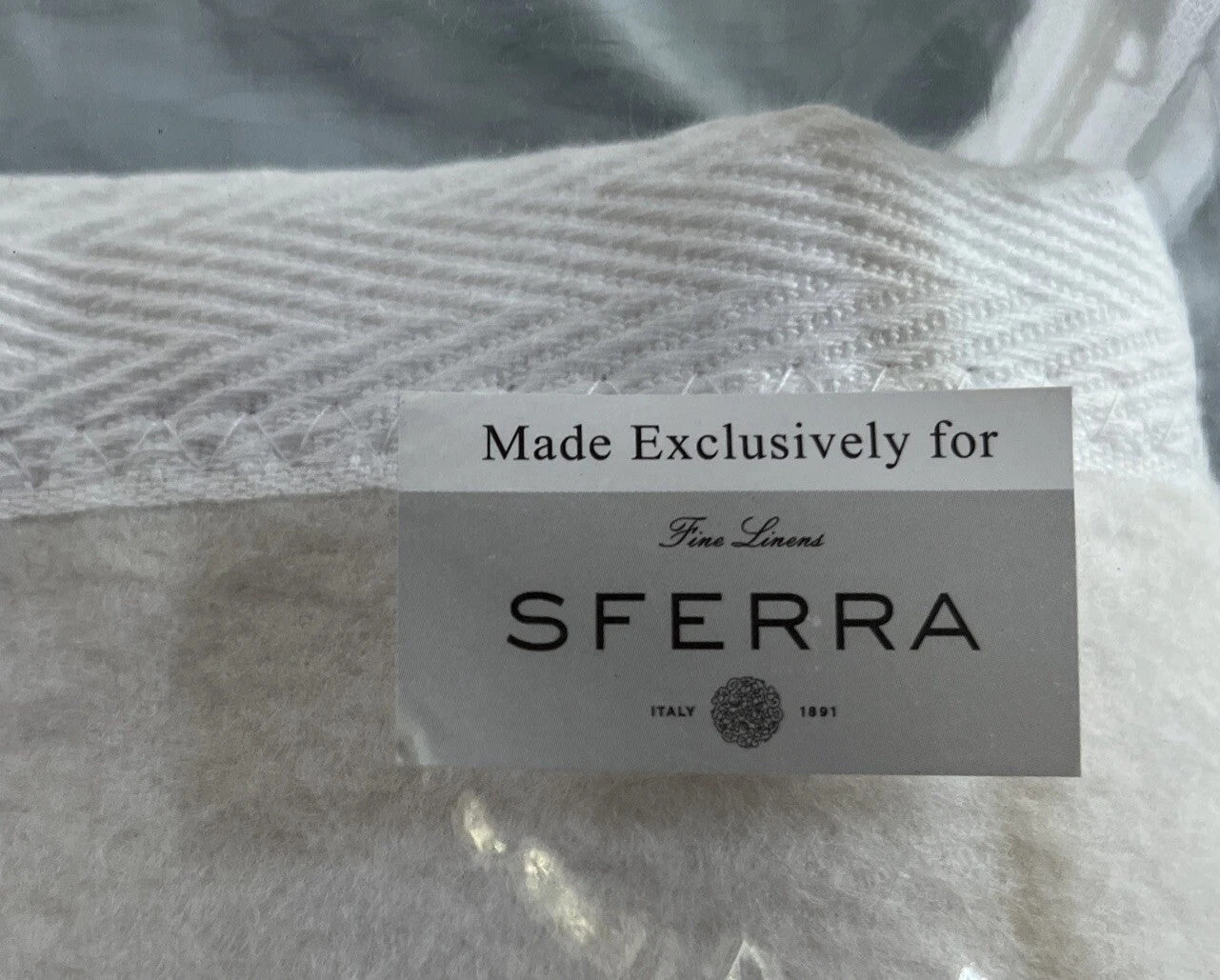 Sferra White Twin Plush Blanket Combed Cotton Home Collection Soft Portugal NEW9