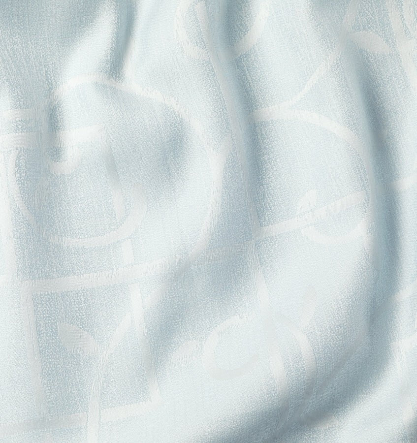Sferra Graticcio Aquamarine King Duvet Set 3PC Cotton Sateen Jacquard Italy NEW9