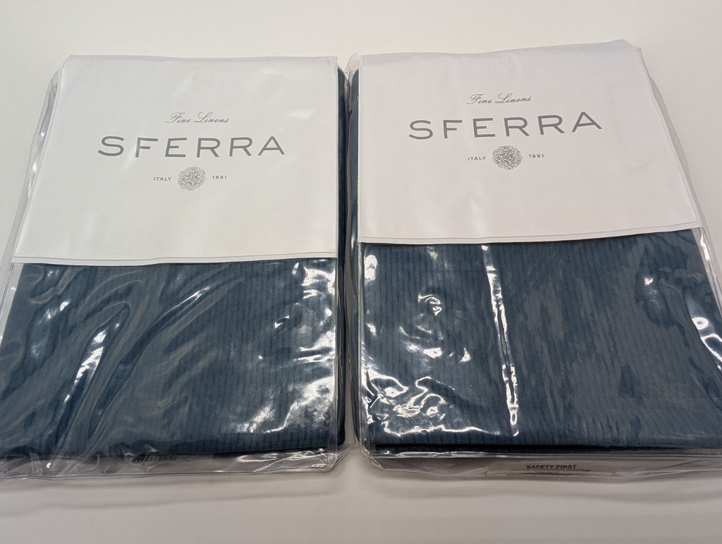 Sferra Perrio Blue Queen Coverlet Set 4PC Storm Geometric Matelassé Portugal NEW7