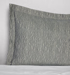 Sferra Ondate Queen Blanket Cover Sham Set 2PC Gunmetal Grey Textured Cotton NEW9