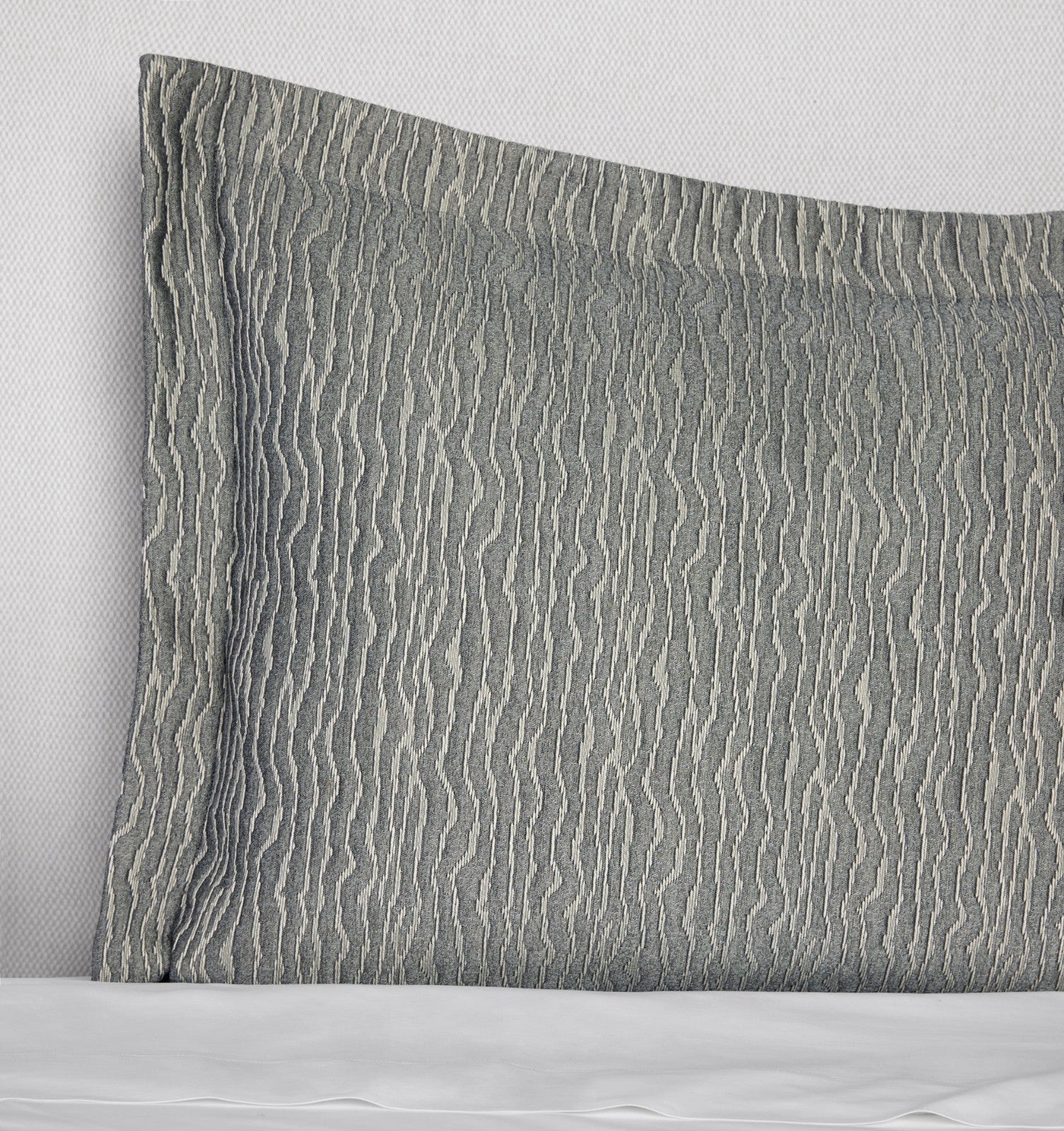 Sferra Ondate Queen Blanket Cover Sham Set 2PC Gunmetal Grey Textured Cotton NEW9