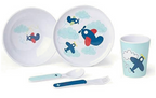 Reed & Barton Child Dinnerware Set Melamine 5 PC Plane Picnic Box Zoom Zoom NEW5