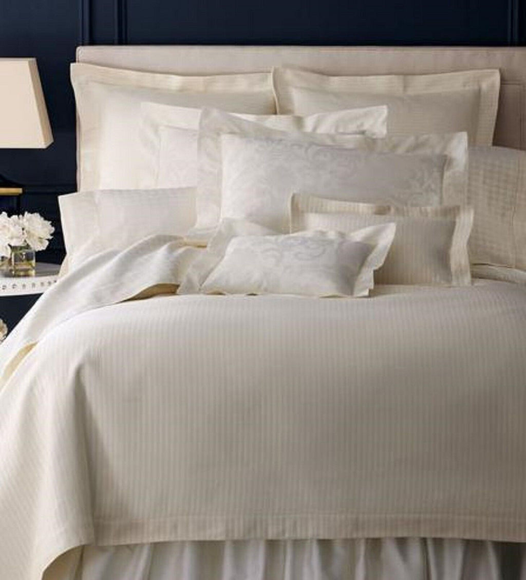 Sferra Ivory Houndstooth Standard Pillowcases Egyptian Cotton Sateen Italy NEW3